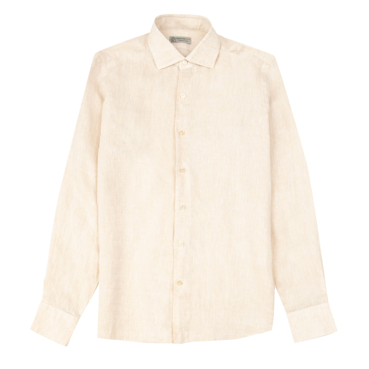 Beige Italian Linen Slim Fit Long Sleeve Shirt L/S SHIRTS Robert Old