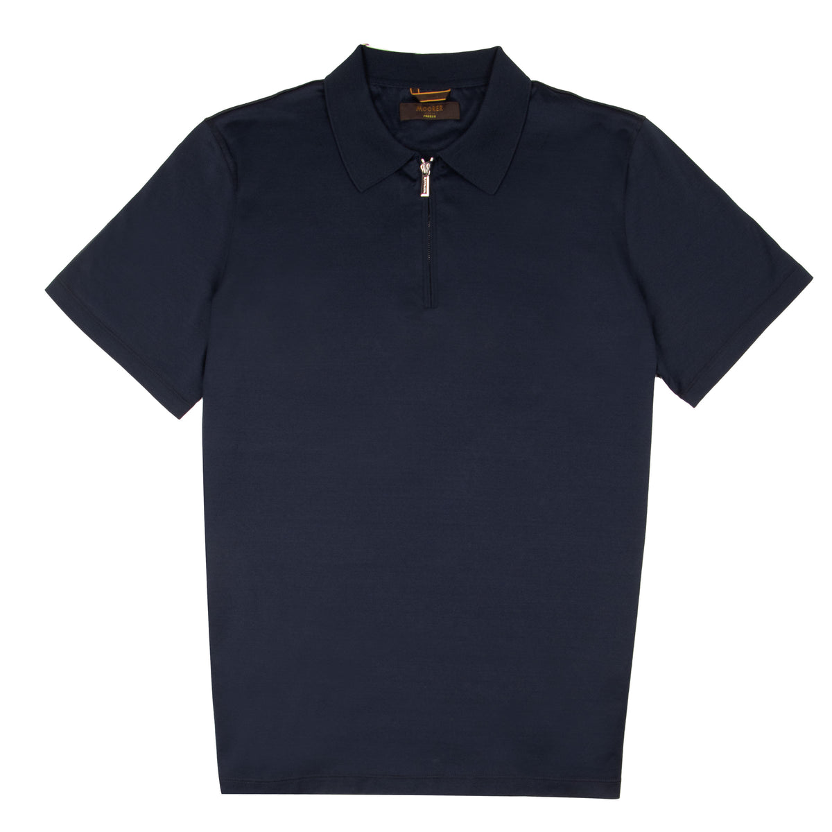 Moorer - Navy 'Jericho' Zip Neck Polo S/S POLOS MooRER