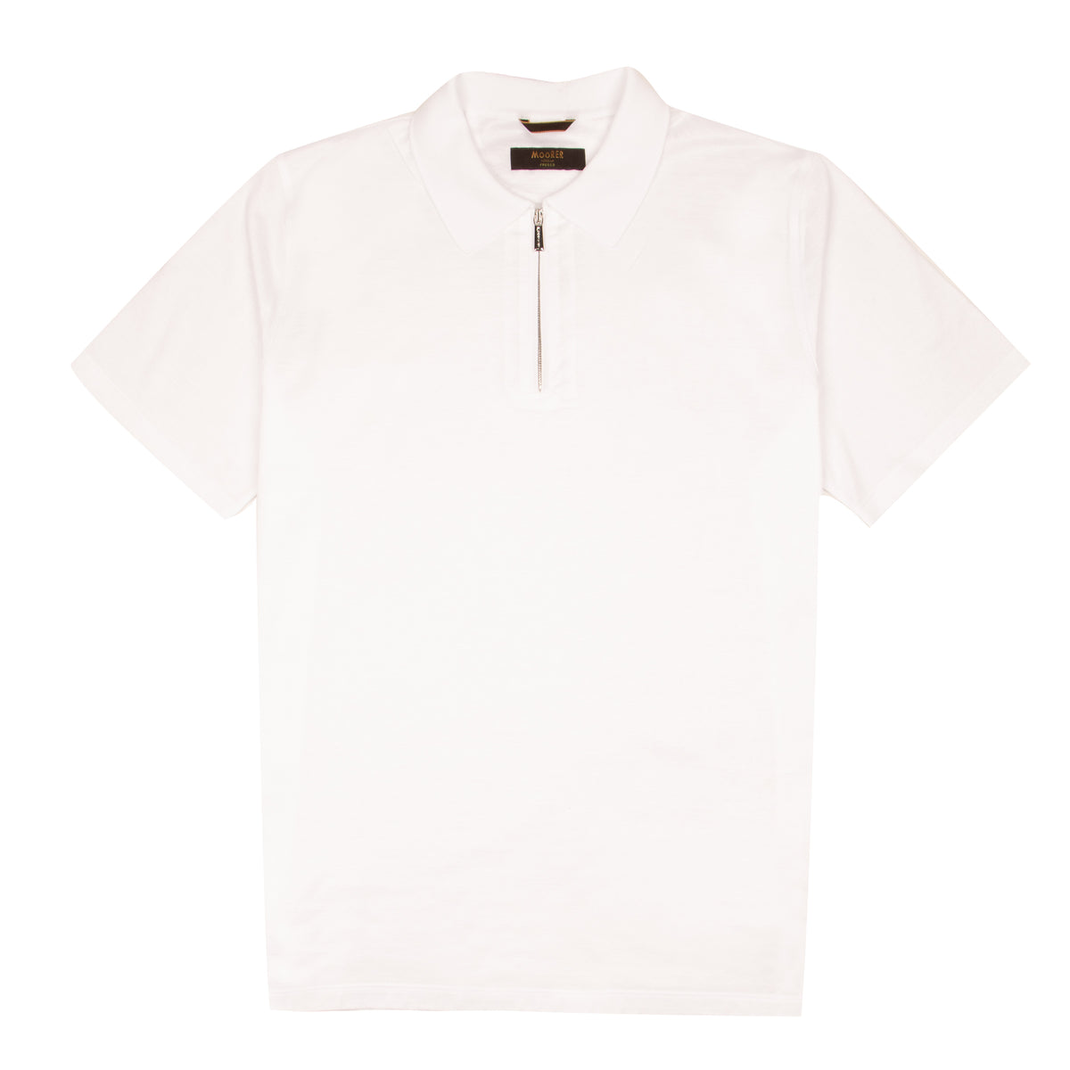 Moorer - White 'Jericho' Zip Neck Polo S/S POLOS MooRER