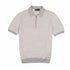 Grey Jacquard Knit Linen & Cotton Zip-Neck Polo Shirt S/S POLOS Robert Old