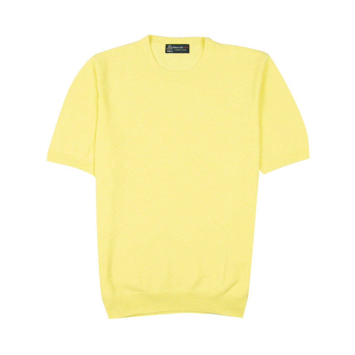Yellow Knitted Boucle Cotton-Blend Crew Neck T-Shirt TEE SHIRTS Robert Old