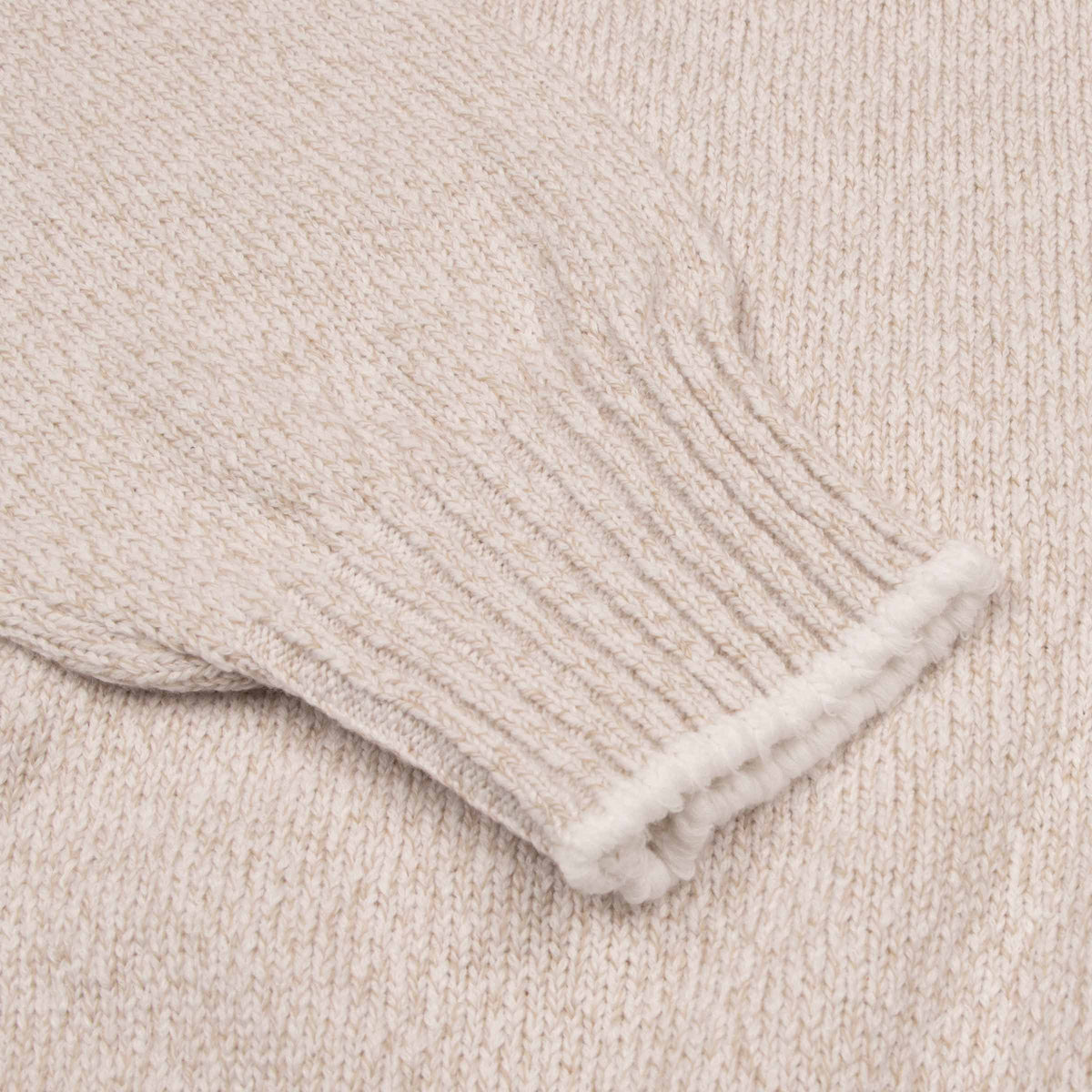 Fedeli - Beige Marl Crew Neck Cotton Sweater KNITWEAR Fedeli