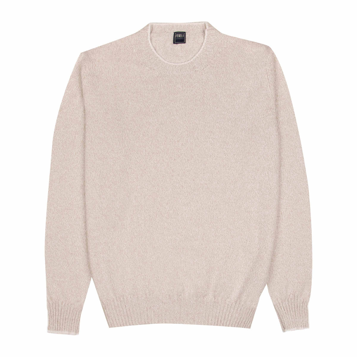 Fedeli - Beige Marl Crew Neck Cotton Sweater KNITWEAR Fedeli