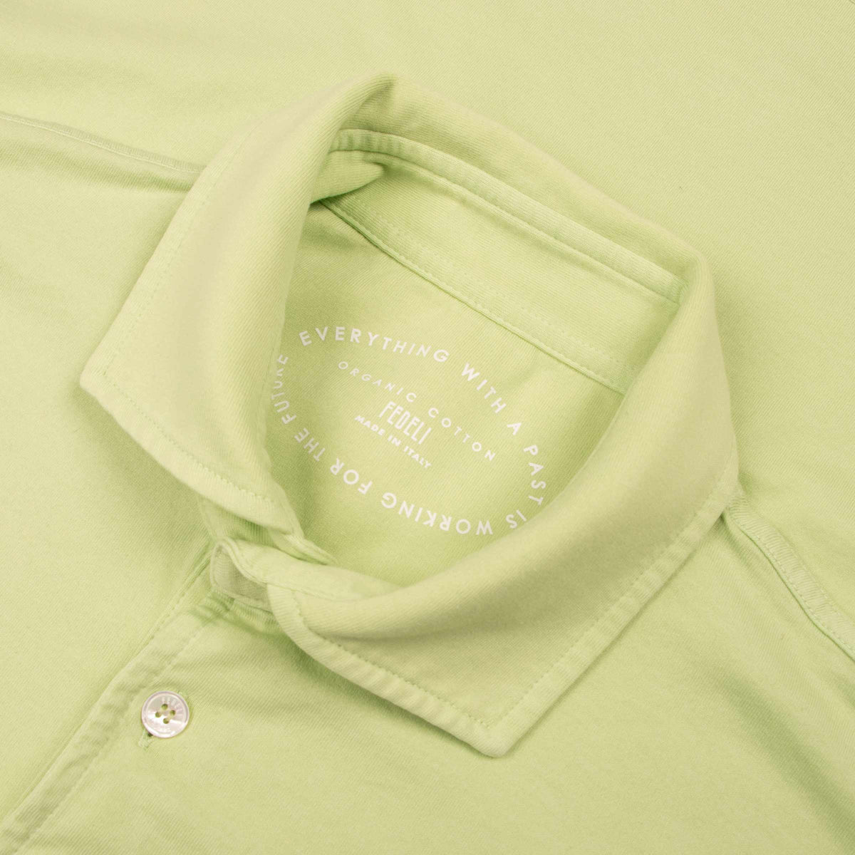 Fedeli - Lime Green Organic Cotton Jersey Polo Shirt S/S POLOS Fedeli
