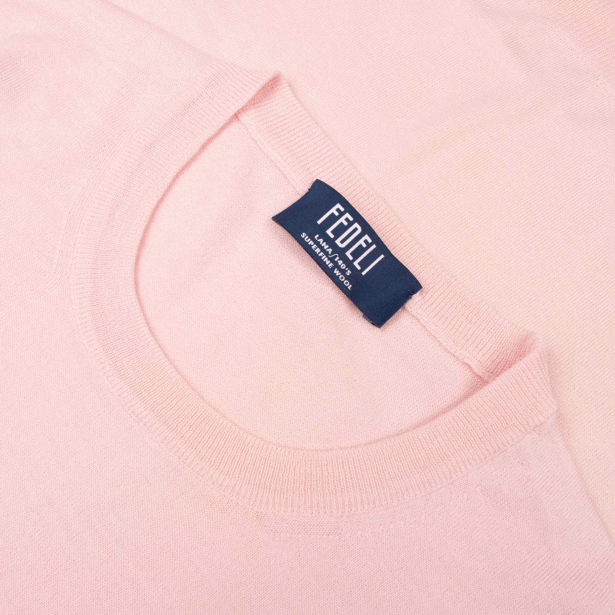 Fedeli - Light Pink Lana 140's Wool T-shirt TEE SHIRTS Fedeli