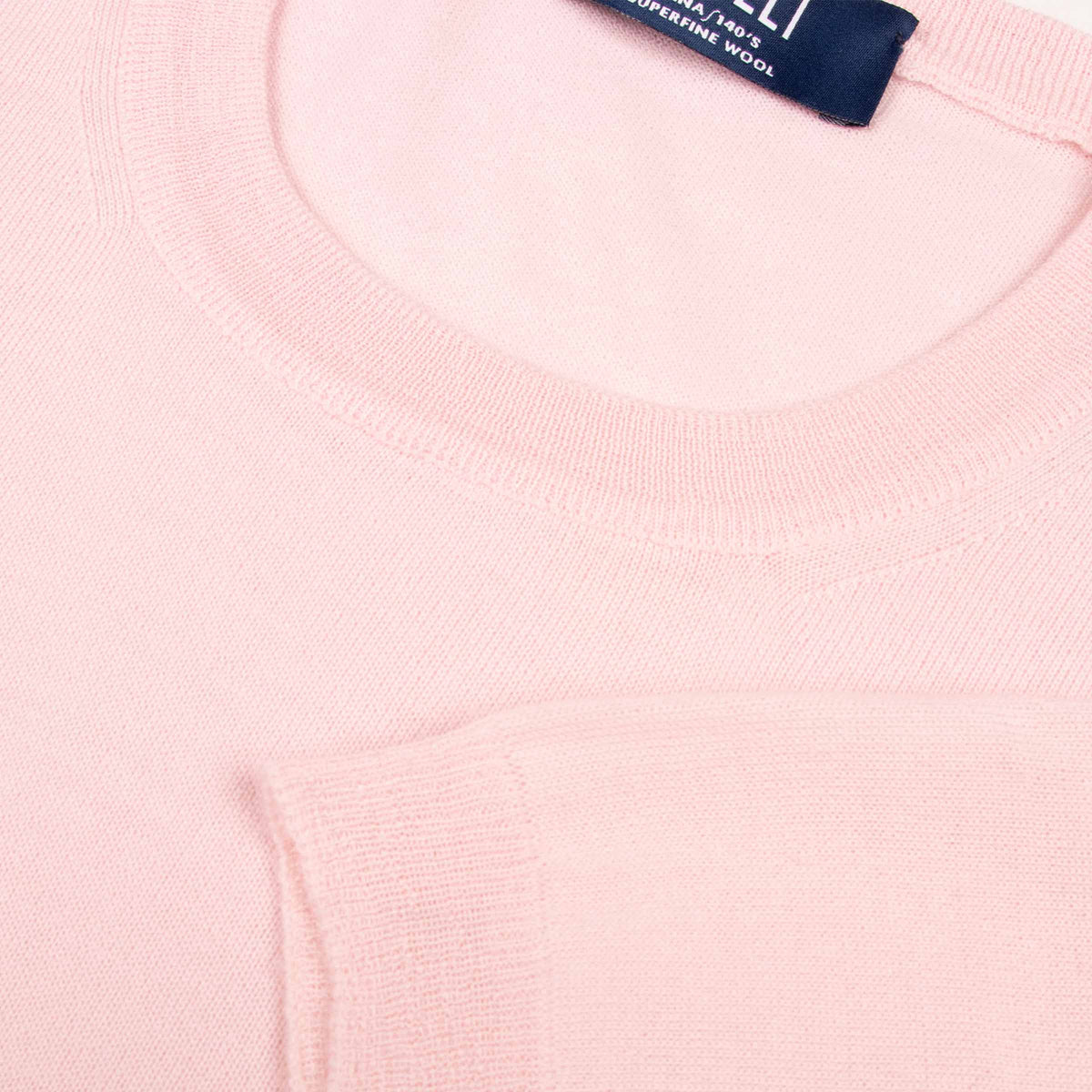 Fedeli - Light Pink Lana 140's Wool T-shirt TEE SHIRTS Fedeli