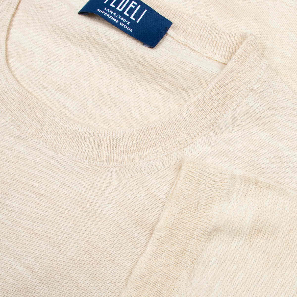 Fedeli - Beige Lana 140's Wool T-shirt TEE SHIRTS Fedeli