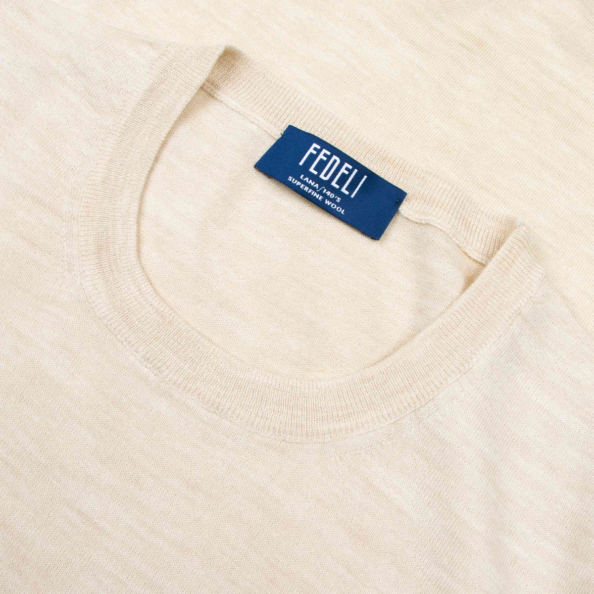 Fedeli - Beige Lana 140's Wool T-shirt TEE SHIRTS Fedeli