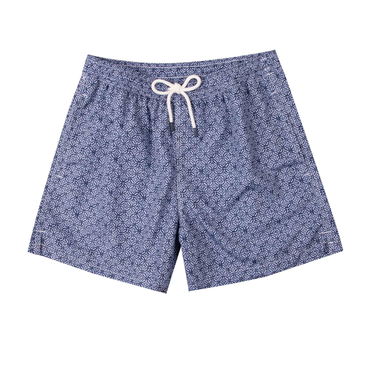Fedeli - Navy Geometric 'Madeira' Sustainable Swim Trunks SWIMWEAR Fedeli