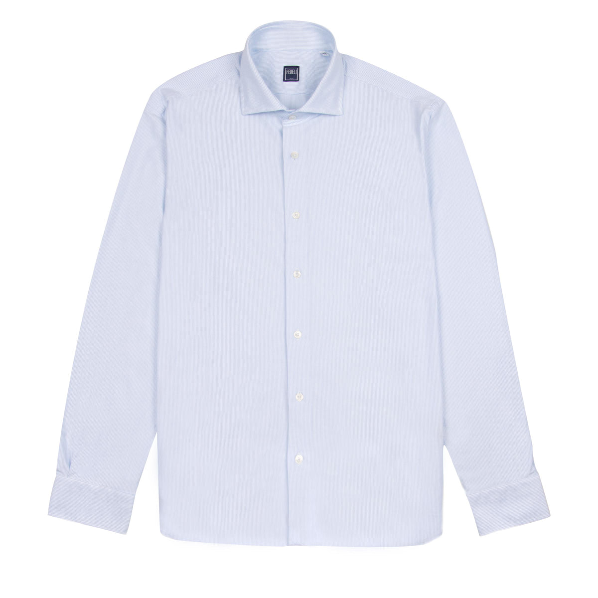 Fedeli - Light Blue Stripe Jersey Stretch Long Sleeve Shirt L/S SHIRTS Fedeli