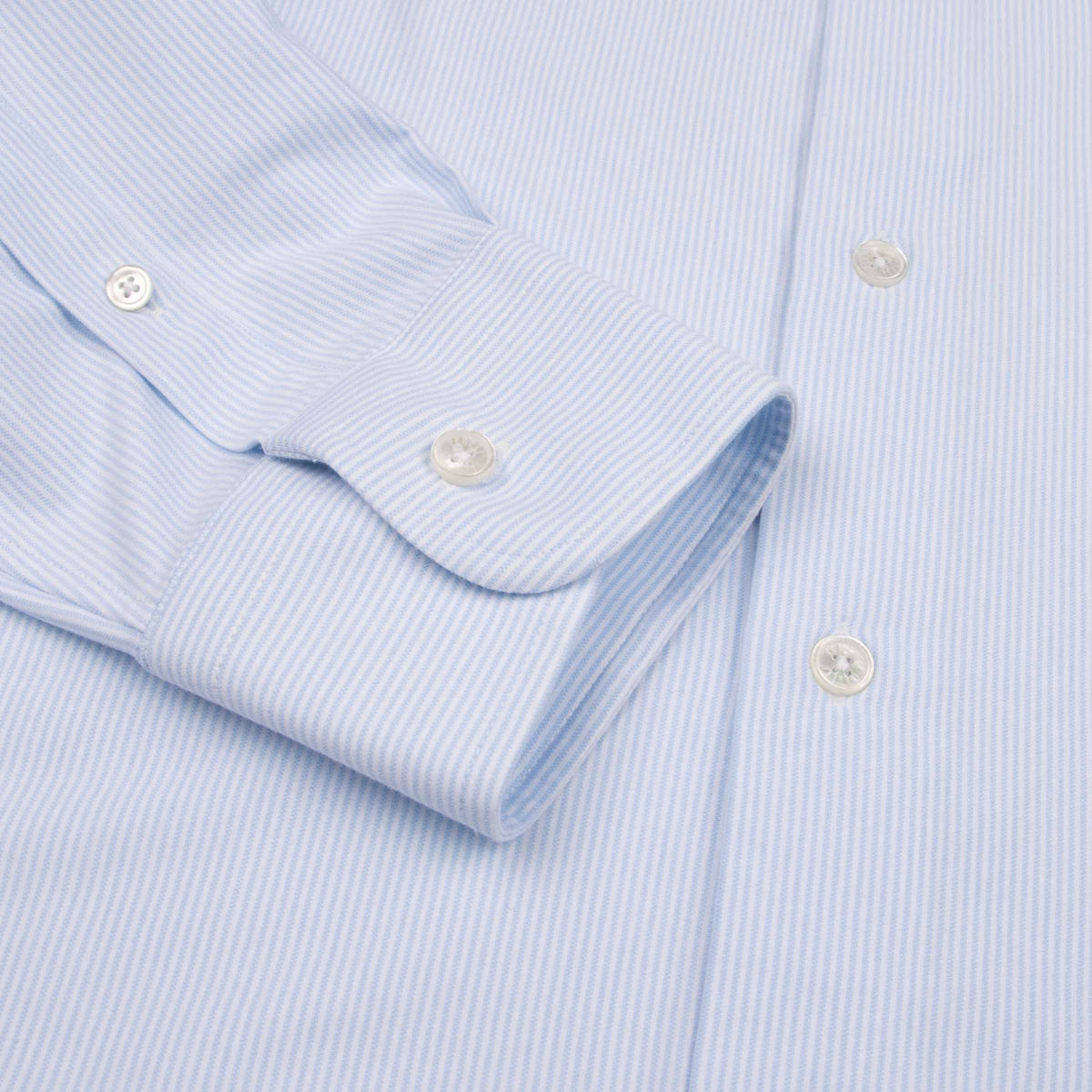 Fedeli - Light Blue Stripe Jersey Stretch Long Sleeve Shirt L/S SHIRTS Fedeli
