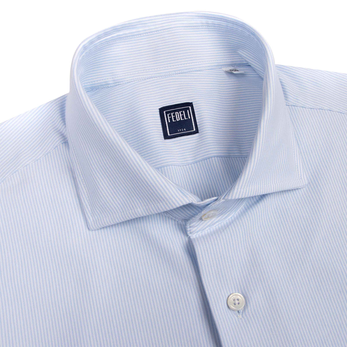 Fedeli - Light Blue Stripe Jersey Stretch Long Sleeve Shirt L/S SHIRTS Fedeli