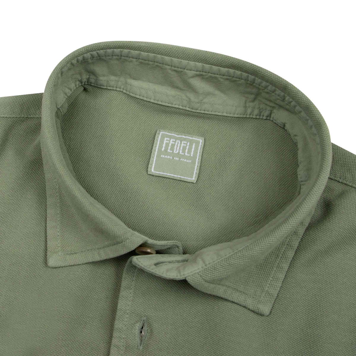 Fedeli - Green Cotton Piqué Organic Cotton Long Sleeve Polo Shirt L/S SHIRTS Fedeli