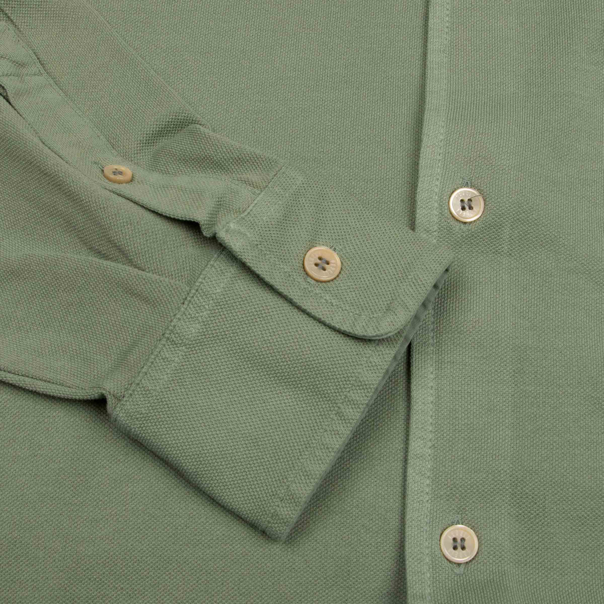 Fedeli - Green Cotton Piqué Organic Cotton Long Sleeve Polo Shirt L/S SHIRTS Fedeli
