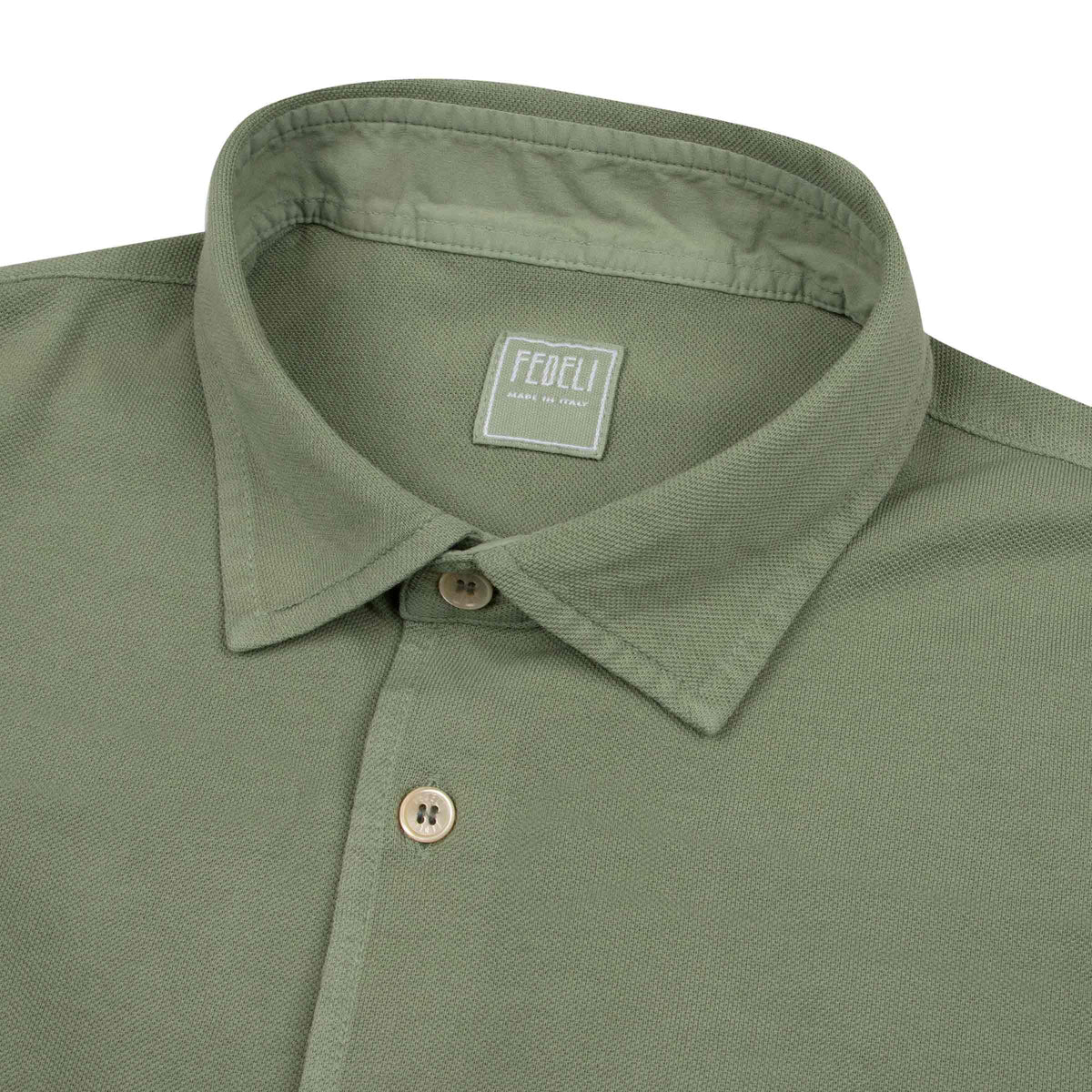 Fedeli - Green Cotton Piqué Organic Cotton Long Sleeve Polo Shirt L/S SHIRTS Fedeli