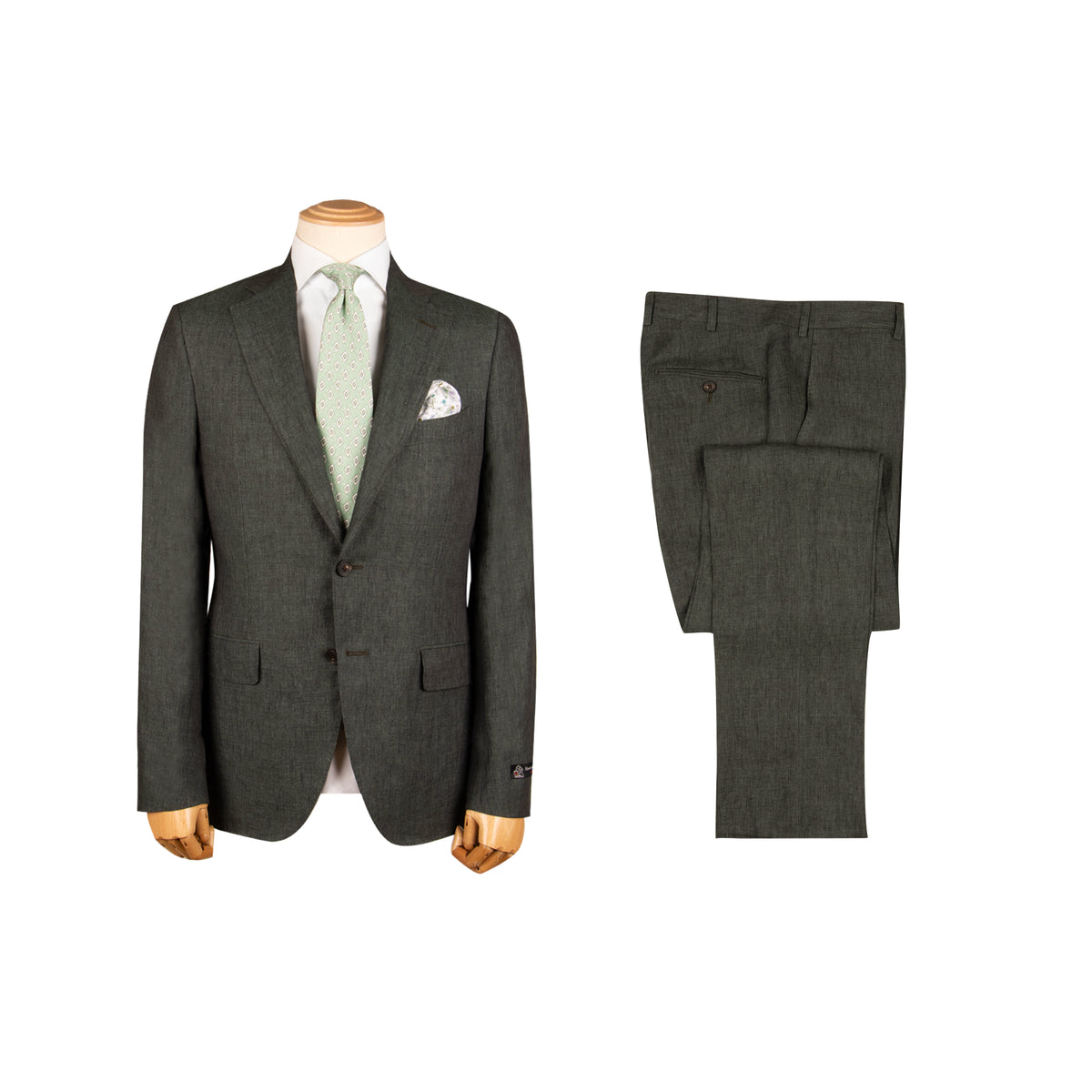 Dark Green Pure Linen Unlined Suit SUITS Robert Old
