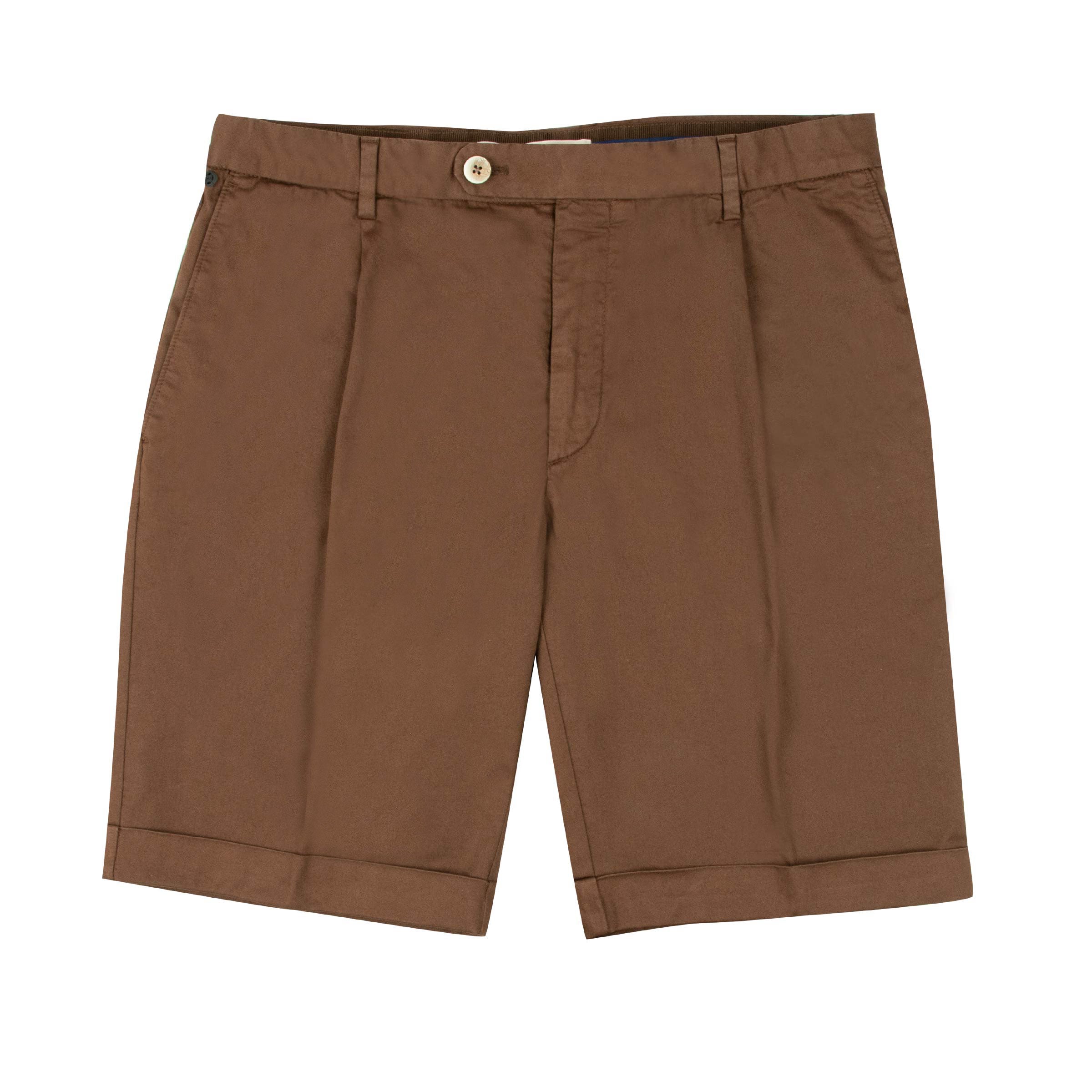 Brown Cotton Stretch Chino Shorts SHORTS Robert Old