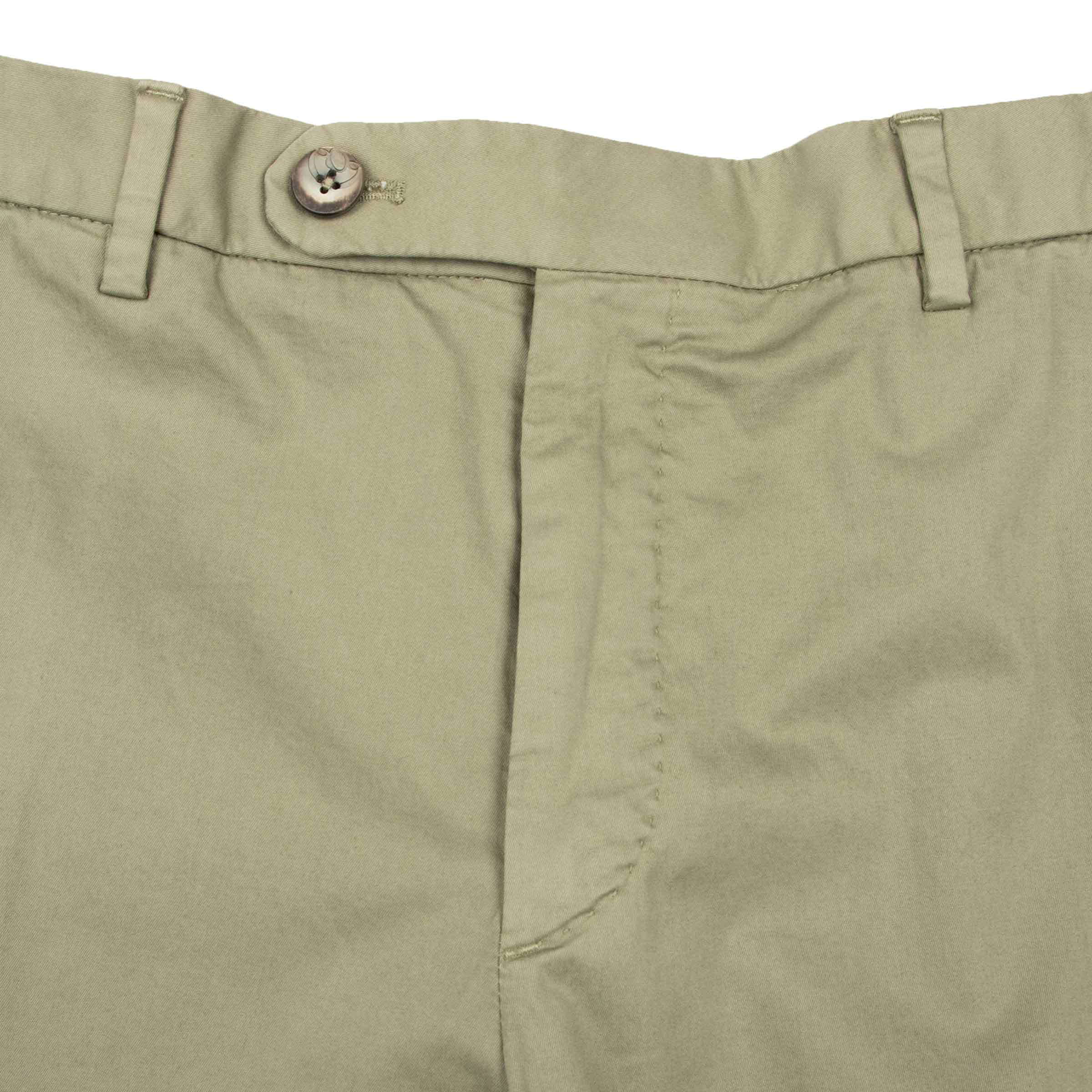 Sage Green Stretch Cotton Twill Slim Fit Chinos CASUAL TROUSERS Robert Old