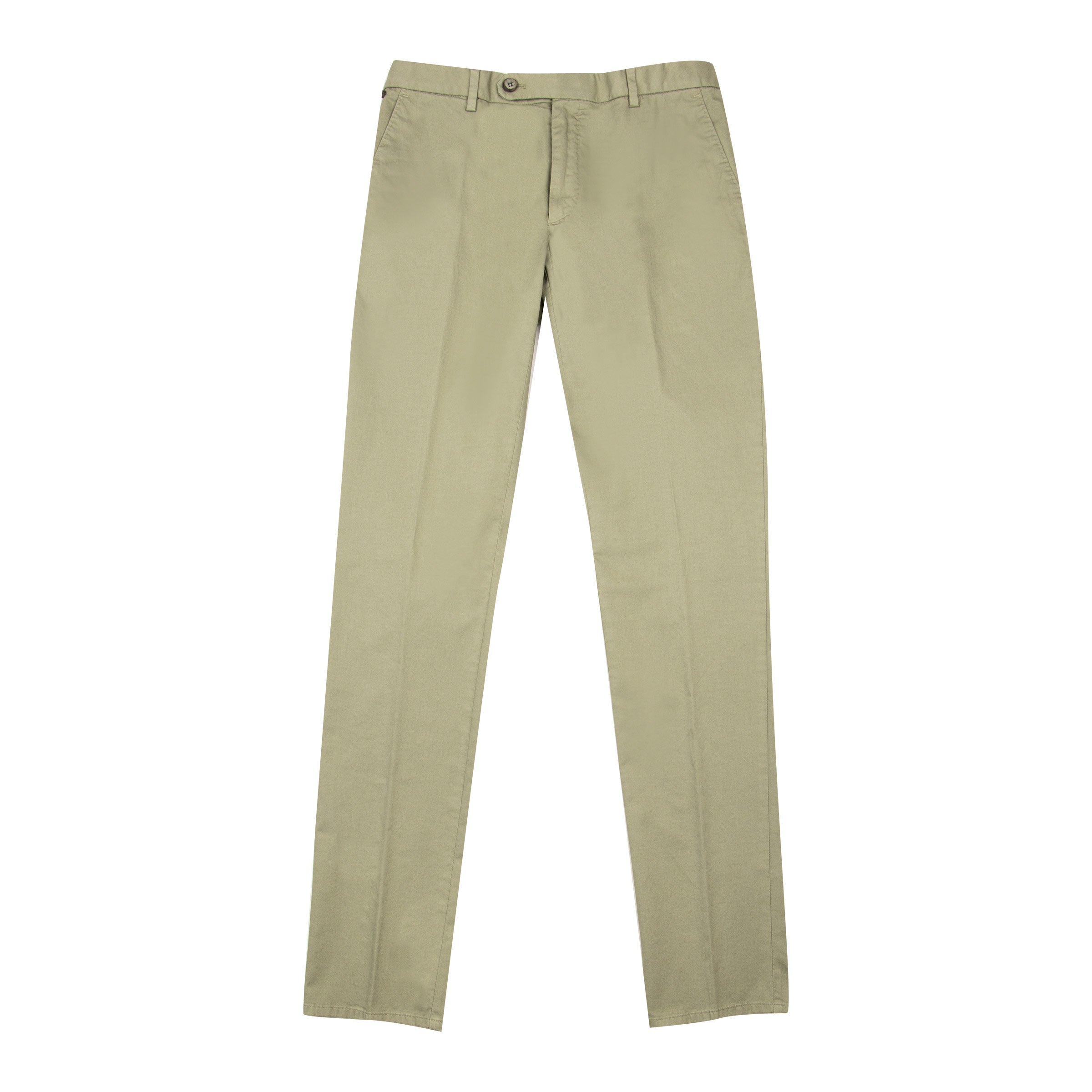 Sage Green Stretch Cotton Twill Slim Fit Chinos CASUAL TROUSERS Robert Old