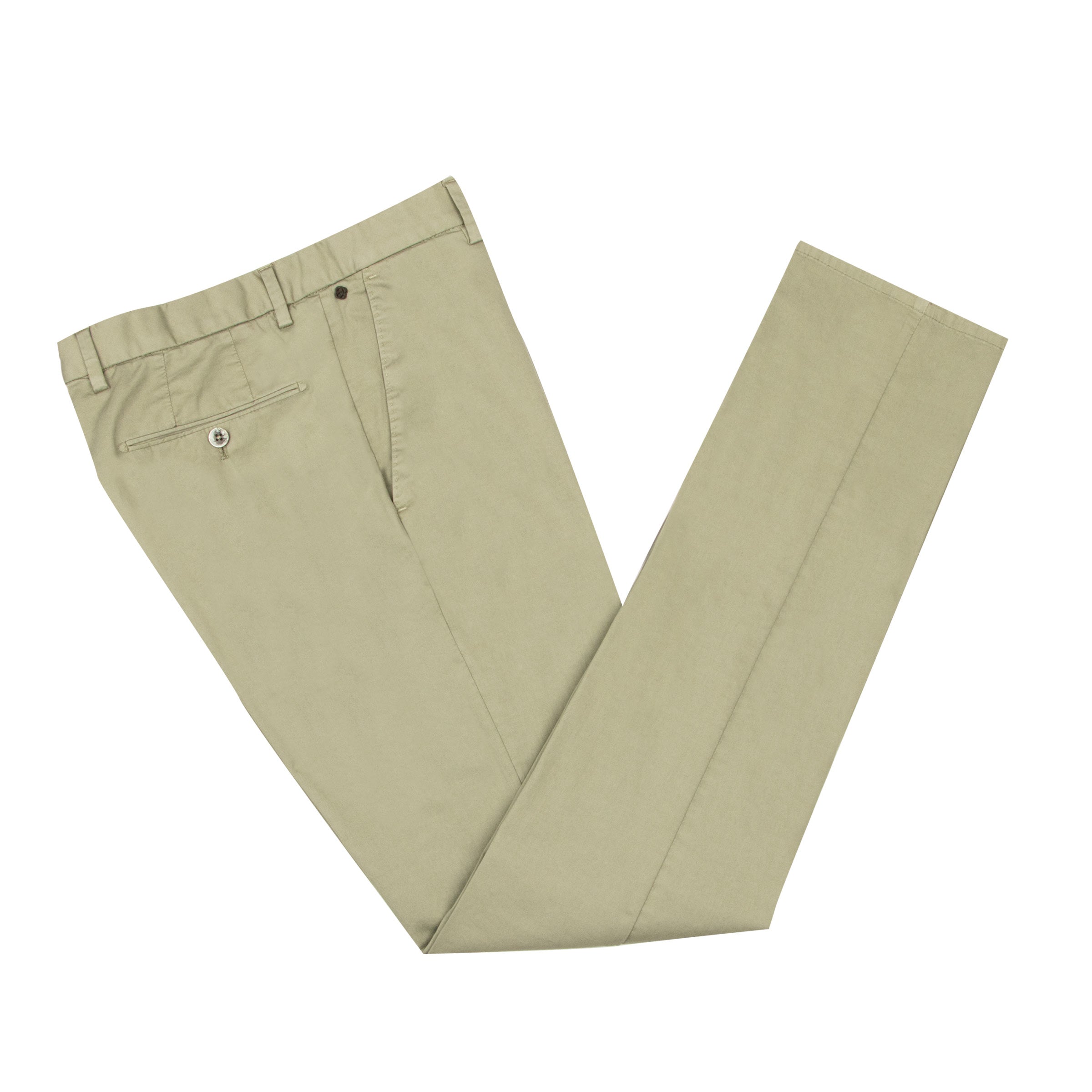 Sage Green Stretch Cotton Twill Slim Fit Chinos CASUAL TROUSERS Robert Old