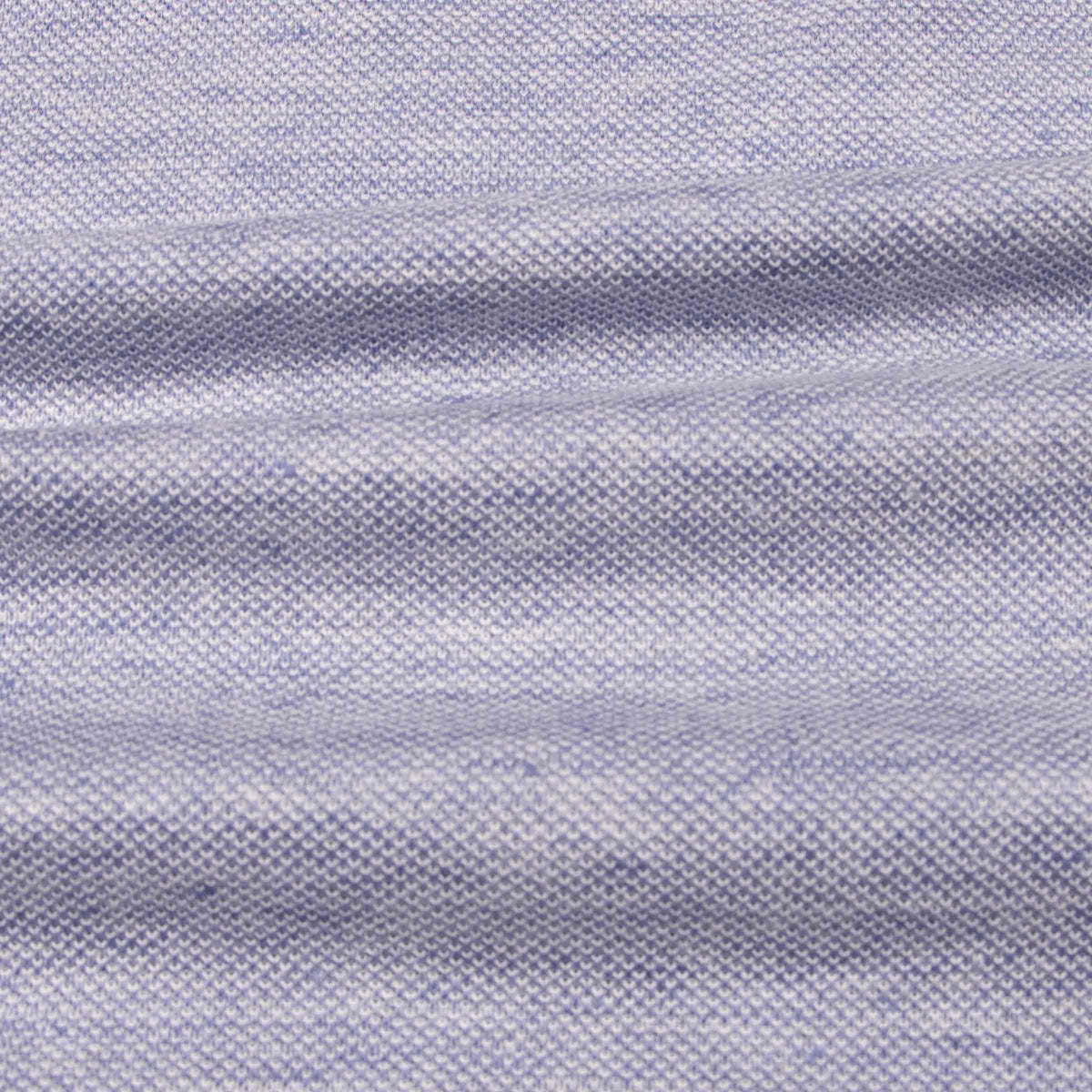 Fedeli - Blue Linen and Cotton Piqué Polo S/S POLOS Fedeli