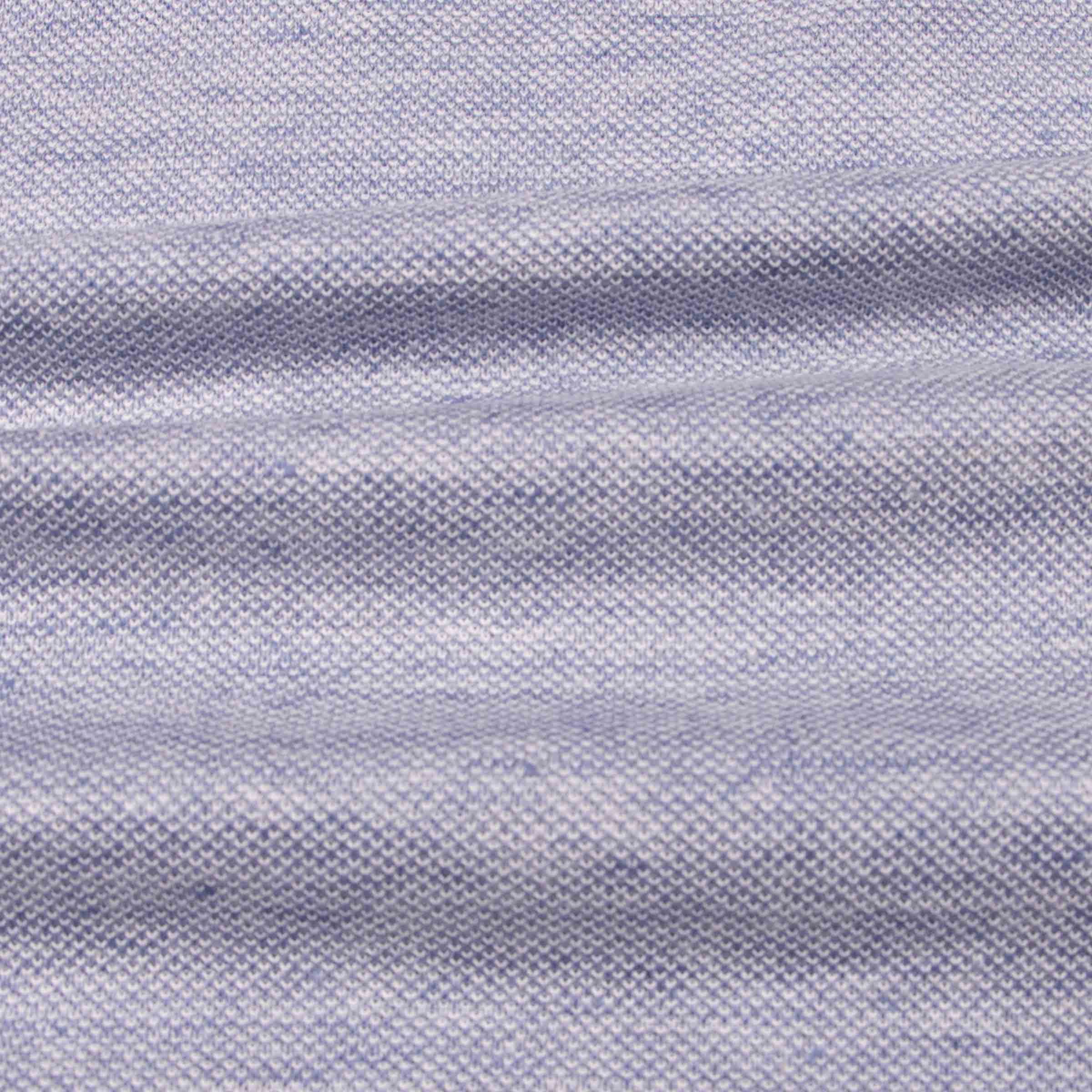 Fedeli - Blue Linen and Cotton Piqué Polo S/S POLOS FEDELI