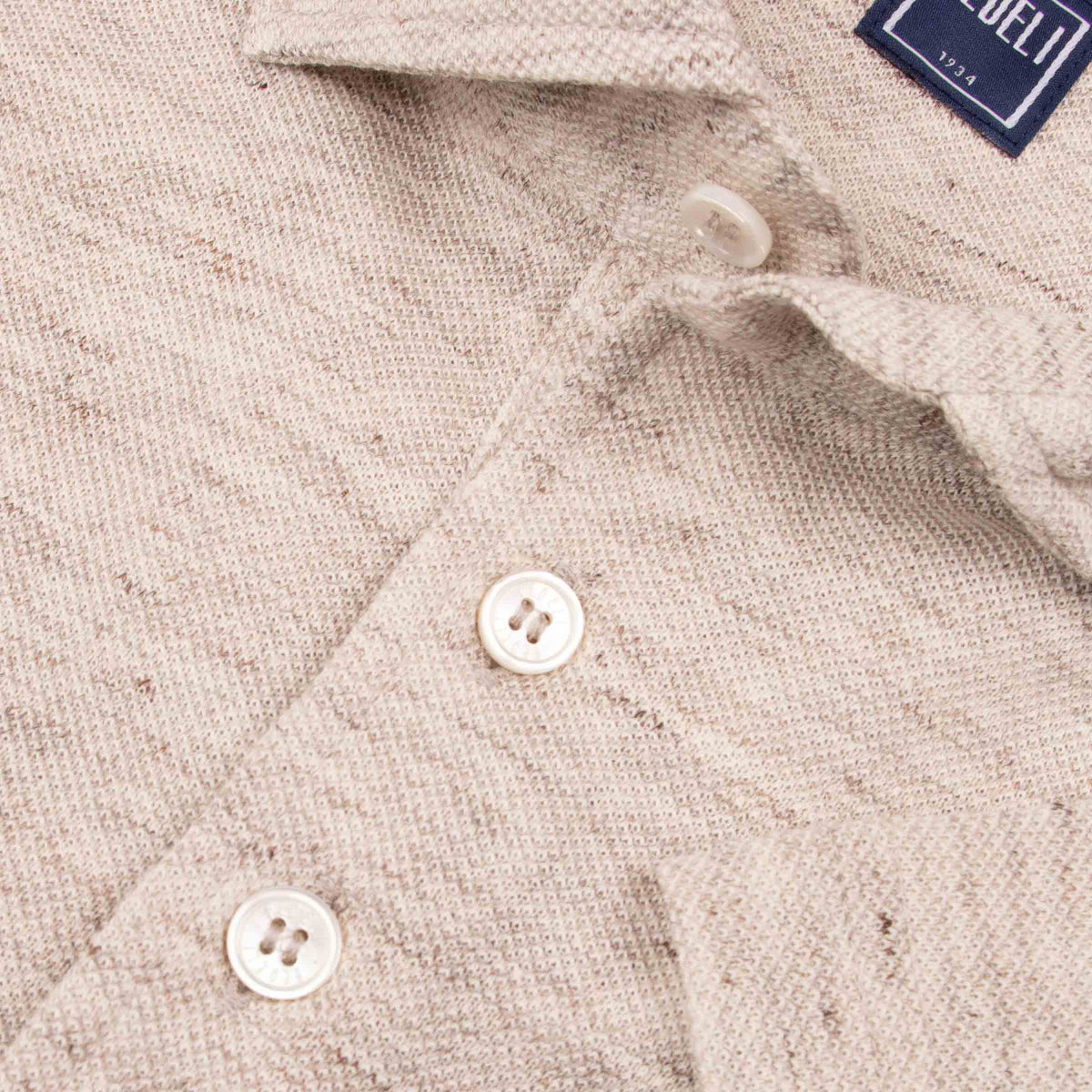 Fedeli - Oatmeal Beige Linen and Cotton Piqué Polo S/S POLOS Fedeli