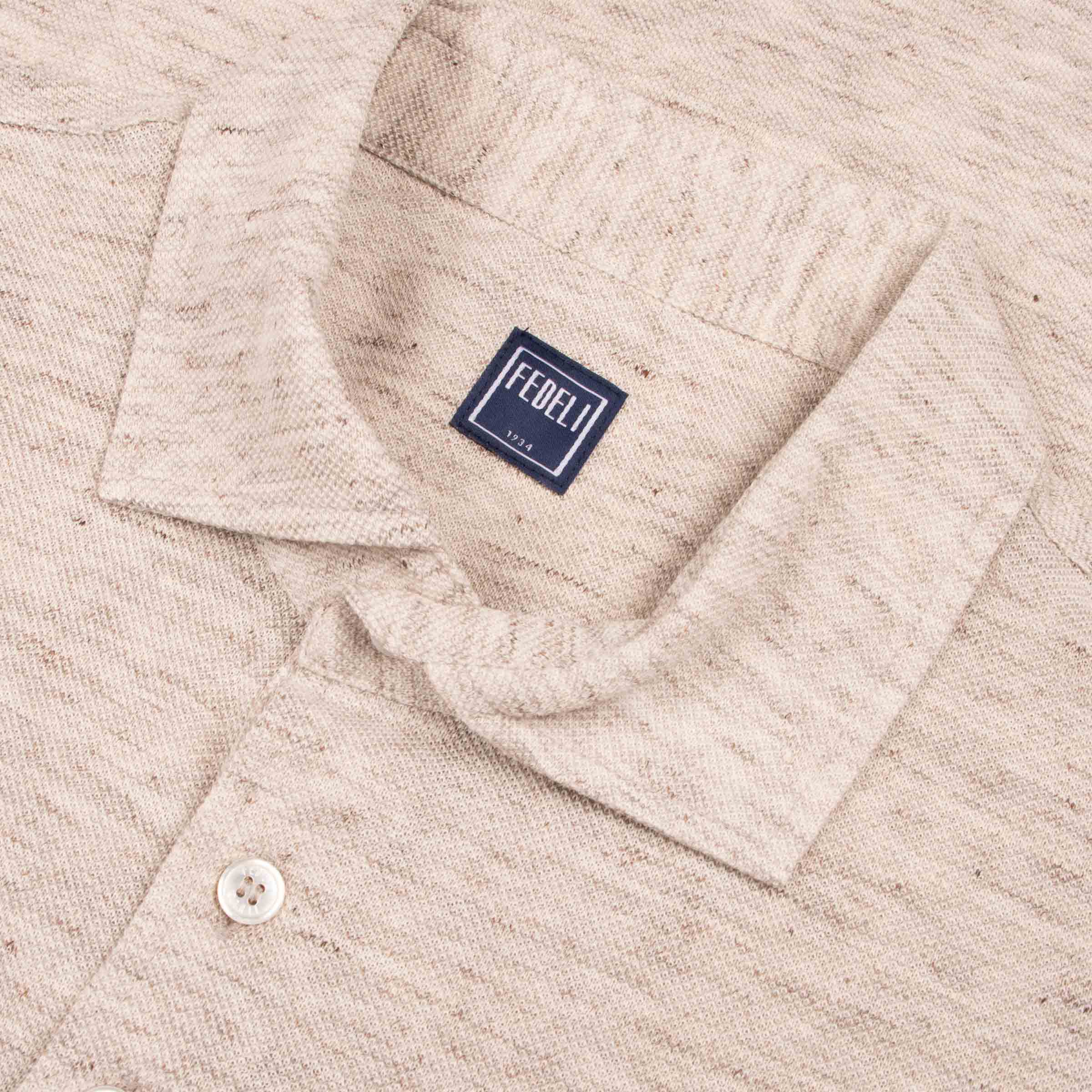 Fedeli - Oatmeal Beige Linen and Cotton Piqué Polo S/S POLOS FEDELI