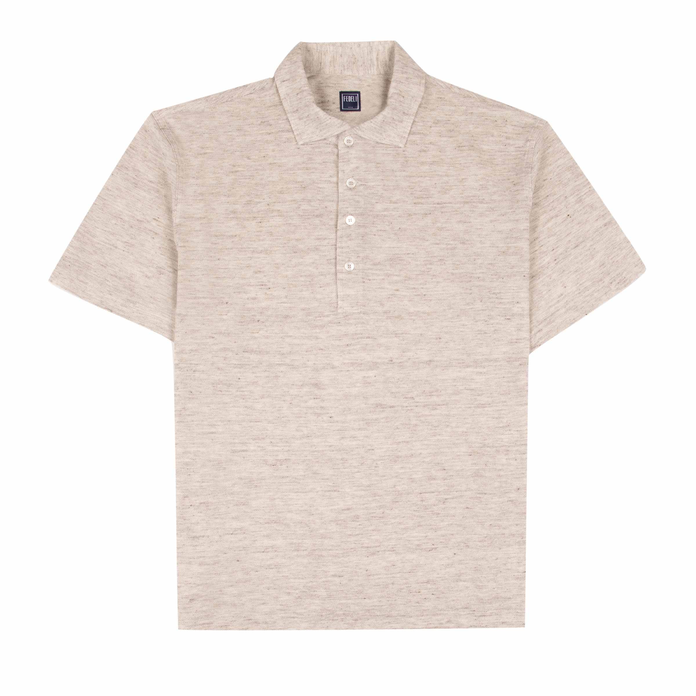 Fedeli - Oatmeal Beige Linen and Cotton Piqué Polo S/S POLOS FEDELI