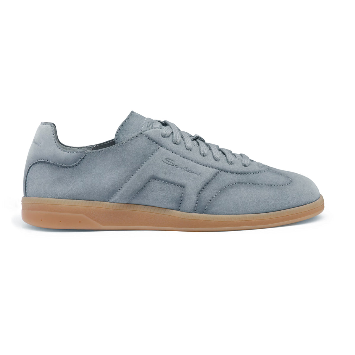 Santoni - Dusty Blue Double Buckle Oly Suede Sneaker SHOES Santoni