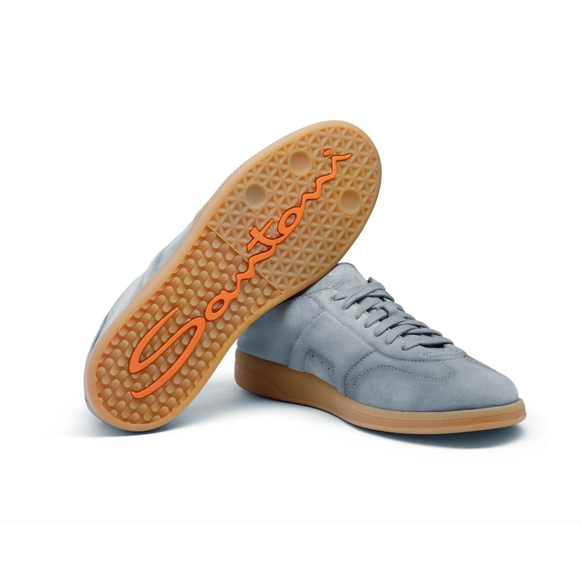 Santoni - Dusty Blue Double Buckle Oly Suede Sneaker SHOES Santoni