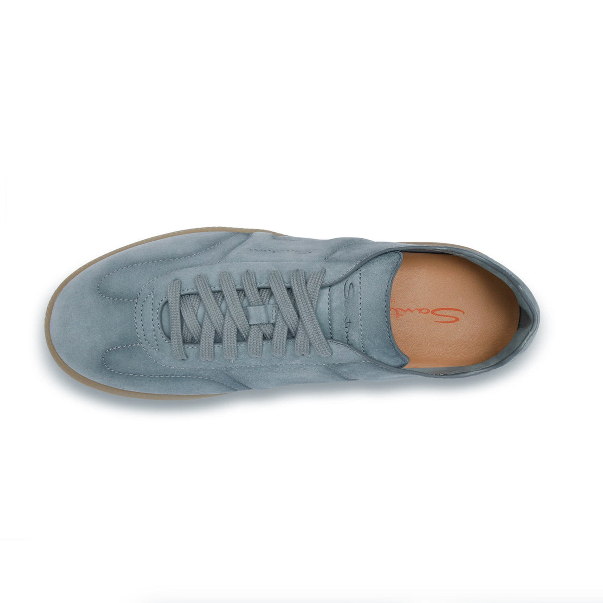 Santoni - Dusty Blue Double Buckle Oly Suede Sneaker SHOES Santoni