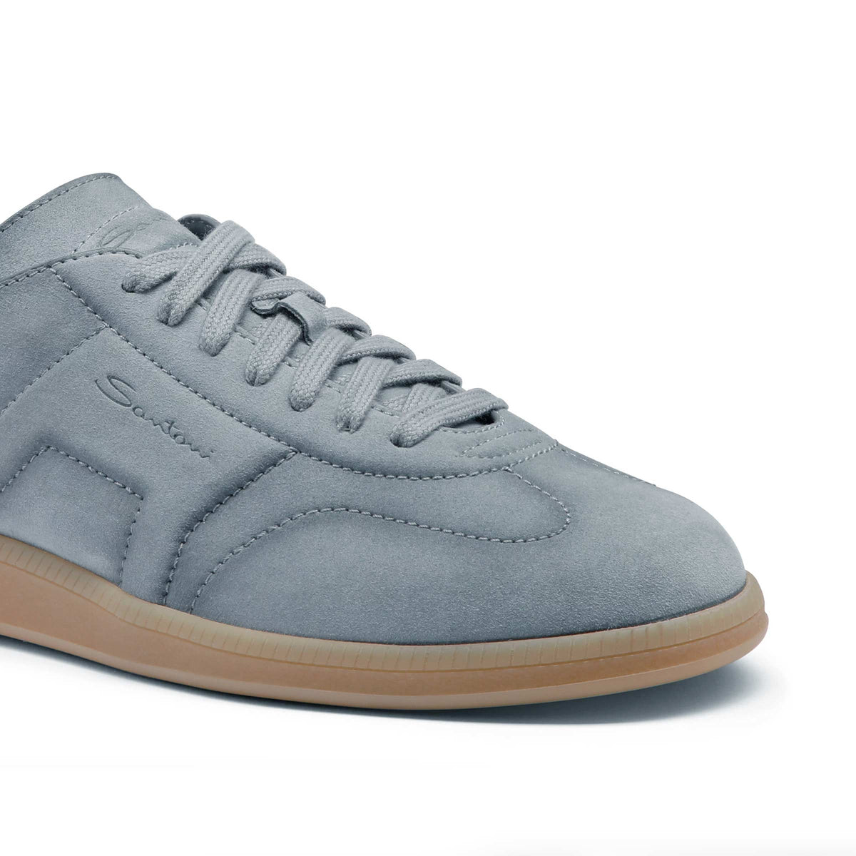 Santoni - Dusty Blue Double Buckle Oly Suede Sneaker SHOES Santoni