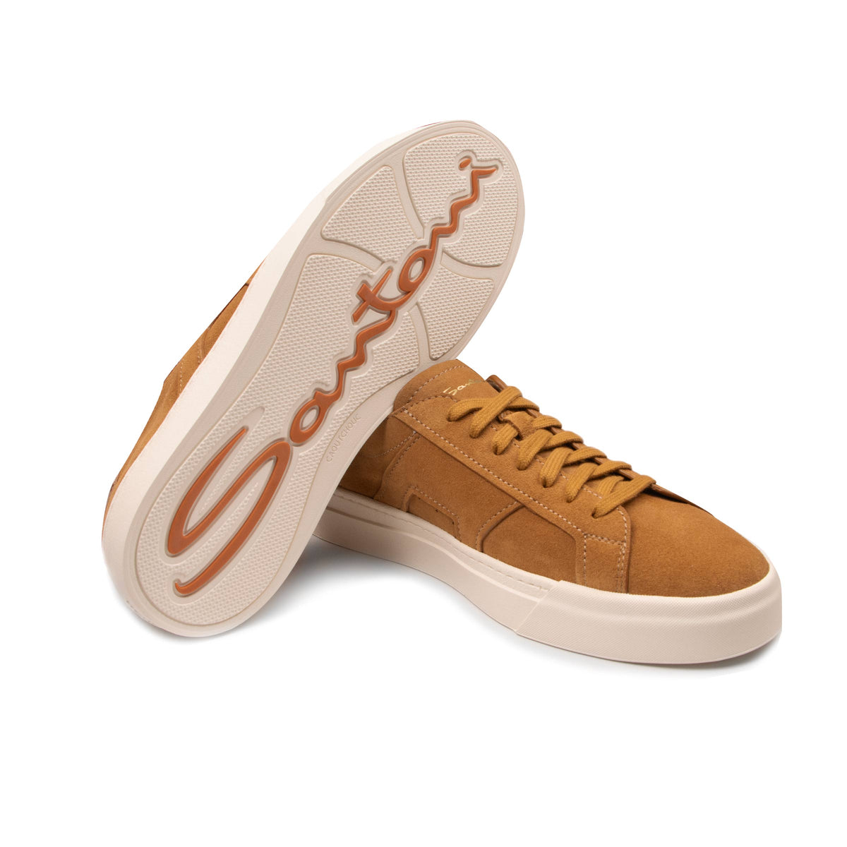 Santoni - Tan Suede Double Buckle Sneaker SHOES Santoni