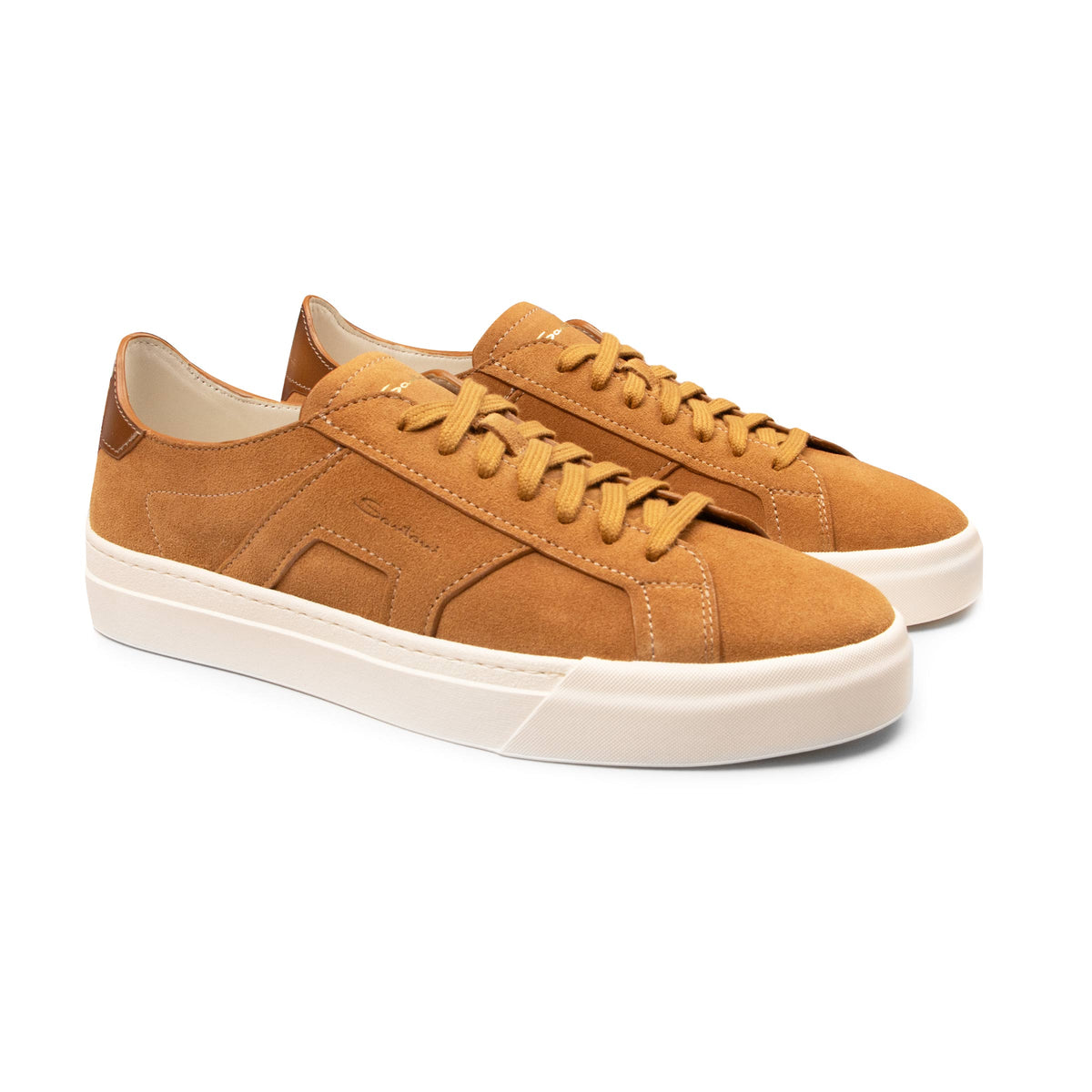 Santoni - Tan Suede Double Buckle Sneaker SHOES Santoni