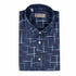 Navy Patterned Italian Linen Short Sleeve Shirt S/S SHIRTS Robert Old