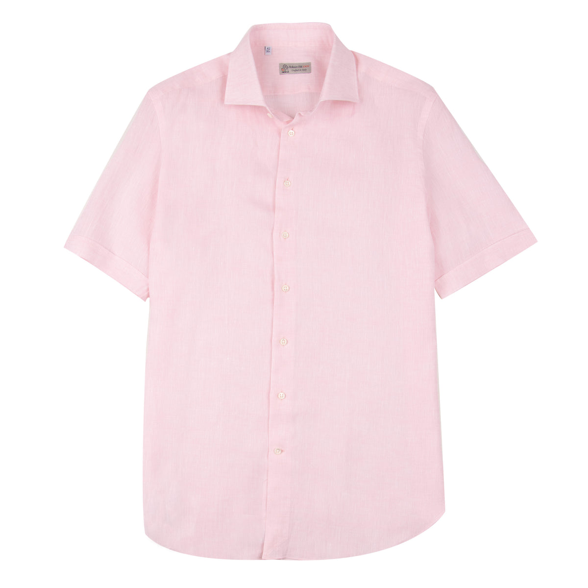 Soft Pink Italian Linen Short Sleeve Shirt S/S SHIRTS Robert Old