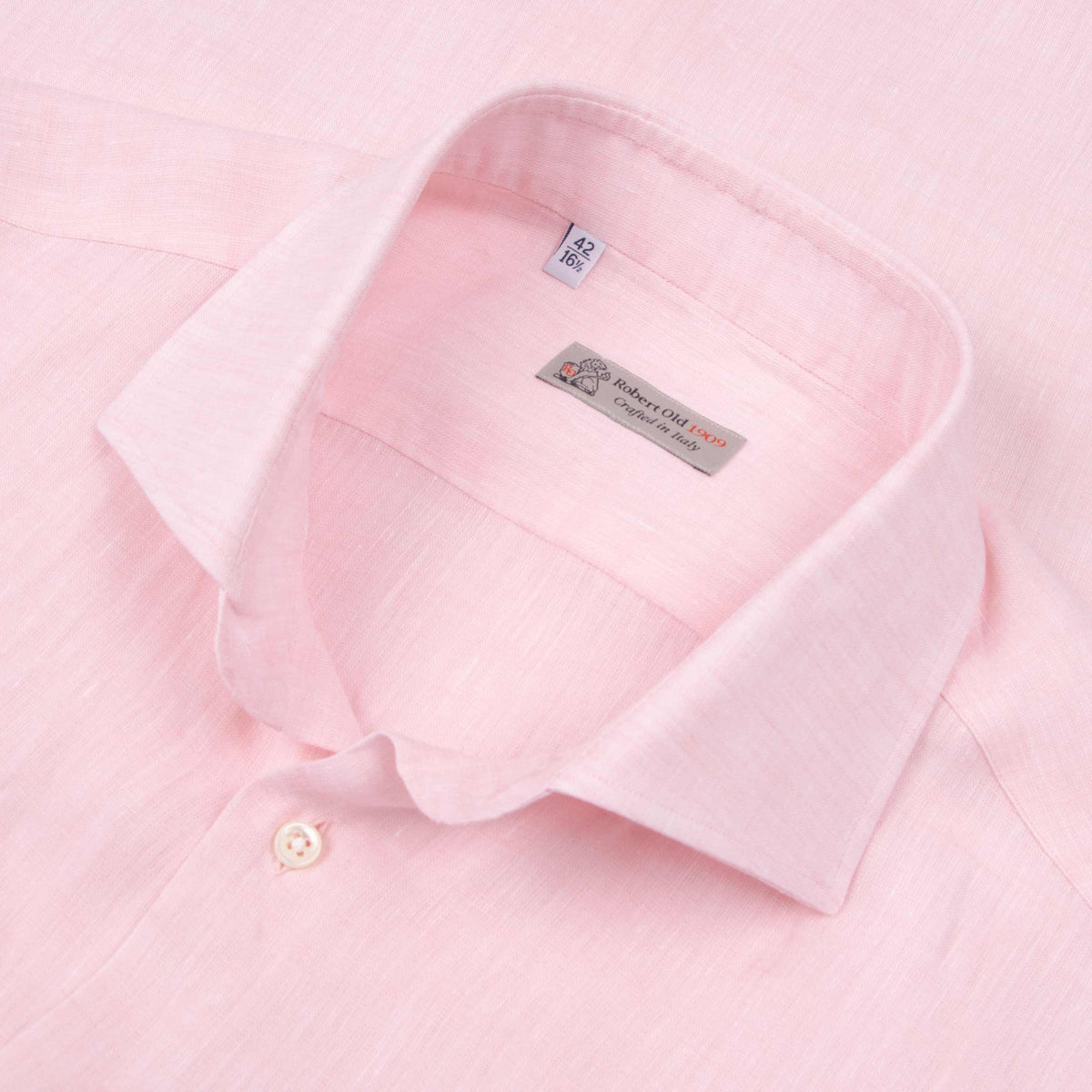Soft Pink Italian Linen Short Sleeve Shirt S/S SHIRTS Robert Old