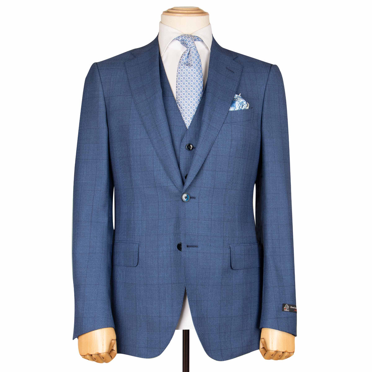 Royal Blue Check Super 130s Three Piece Suit SUITS Robert Old