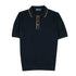 Navy Accented Ribbed Cotton Polo Shirt S/S POLOS Robert Old