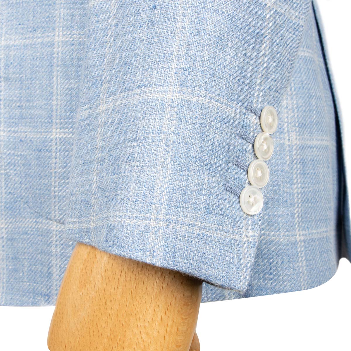 Belvest - Light Blue Check &#39;Jacket in Box&#39; Linen &amp; Wool Unlined Jacket JACKETS Belvest