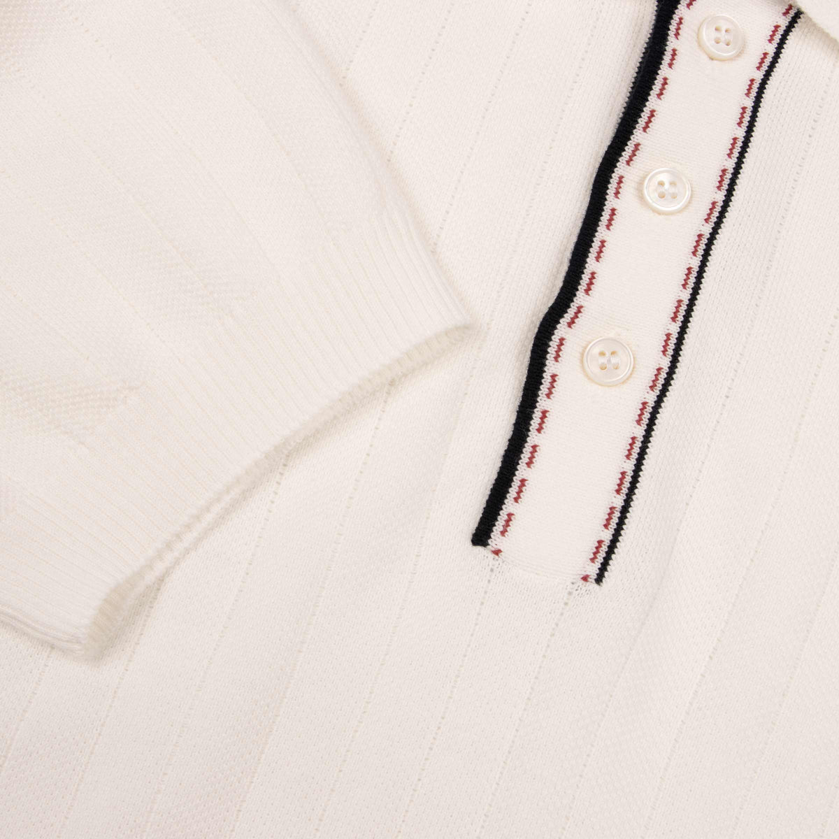 White Accented Ribbed Cotton Polo Shirt S/S POLOS Robert Old