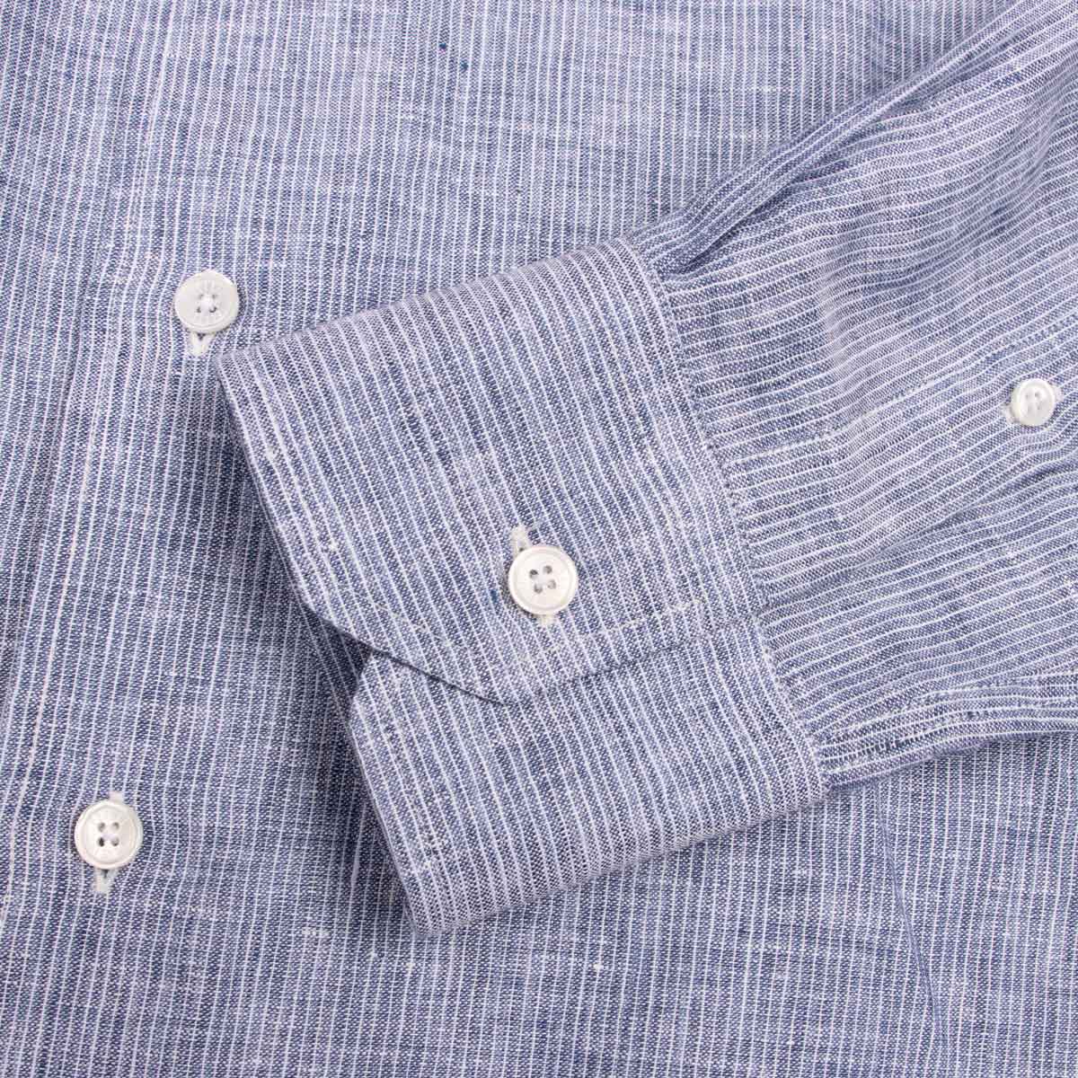 Fedeli - Navy Stripe 'Roby' Pure Linen Shirt L/S SHIRTS FEDELI