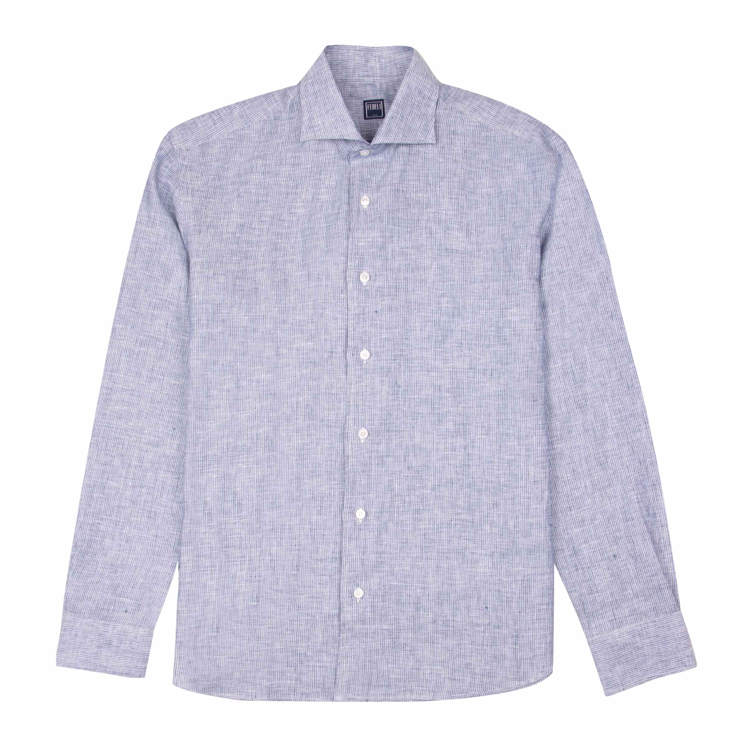 Fedeli - Navy Stripe 'Roby' Pure Linen Shirt L/S SHIRTS FEDELI