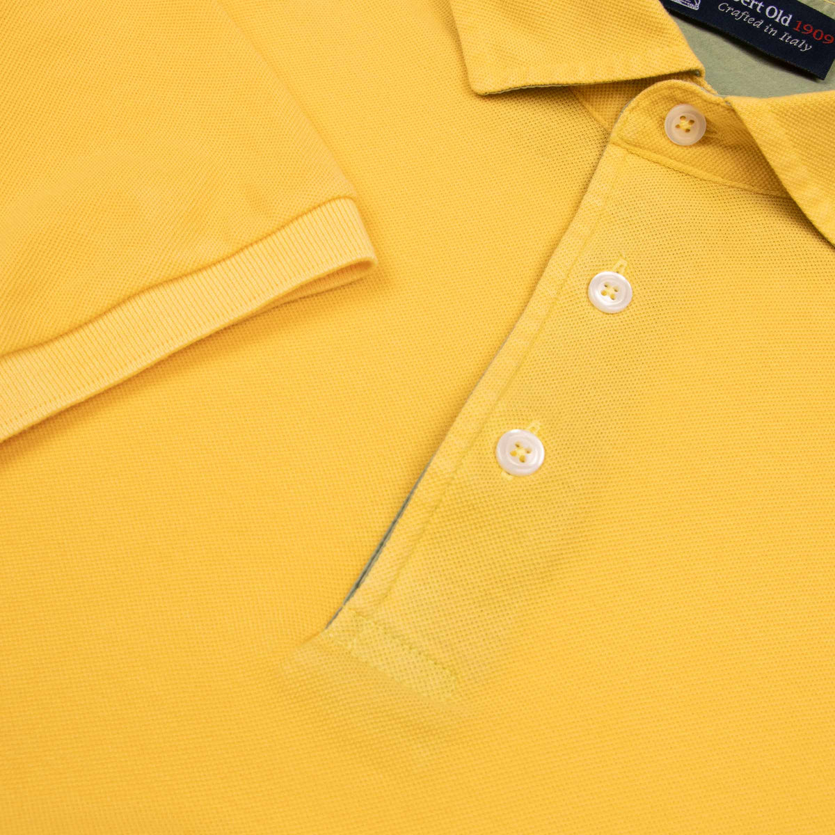Yellow Piqué Cotton Short Sleeve Polo Shirt S/S POLOS Robert Old