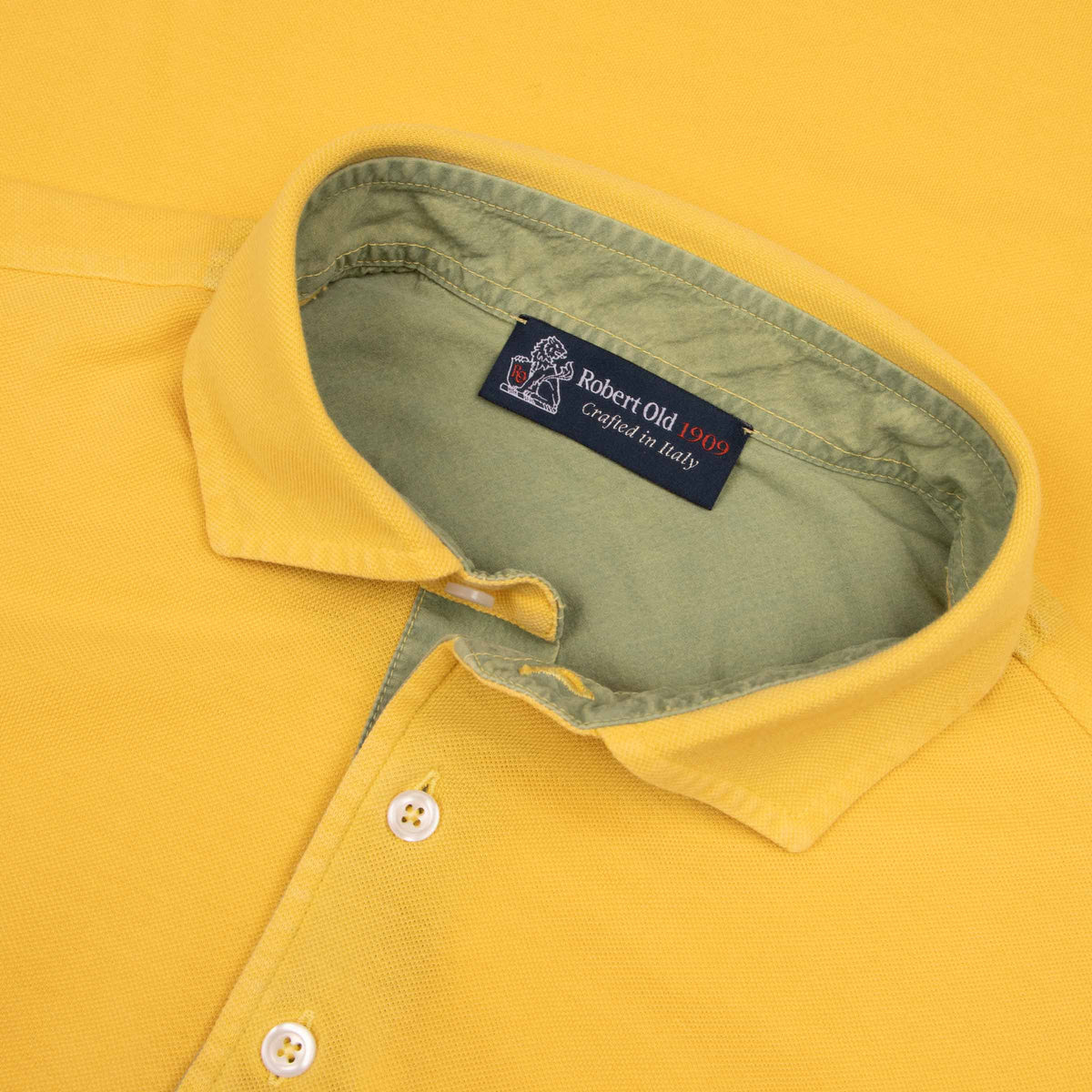 Yellow Piqué Cotton Short Sleeve Polo Shirt S/S POLOS Robert Old