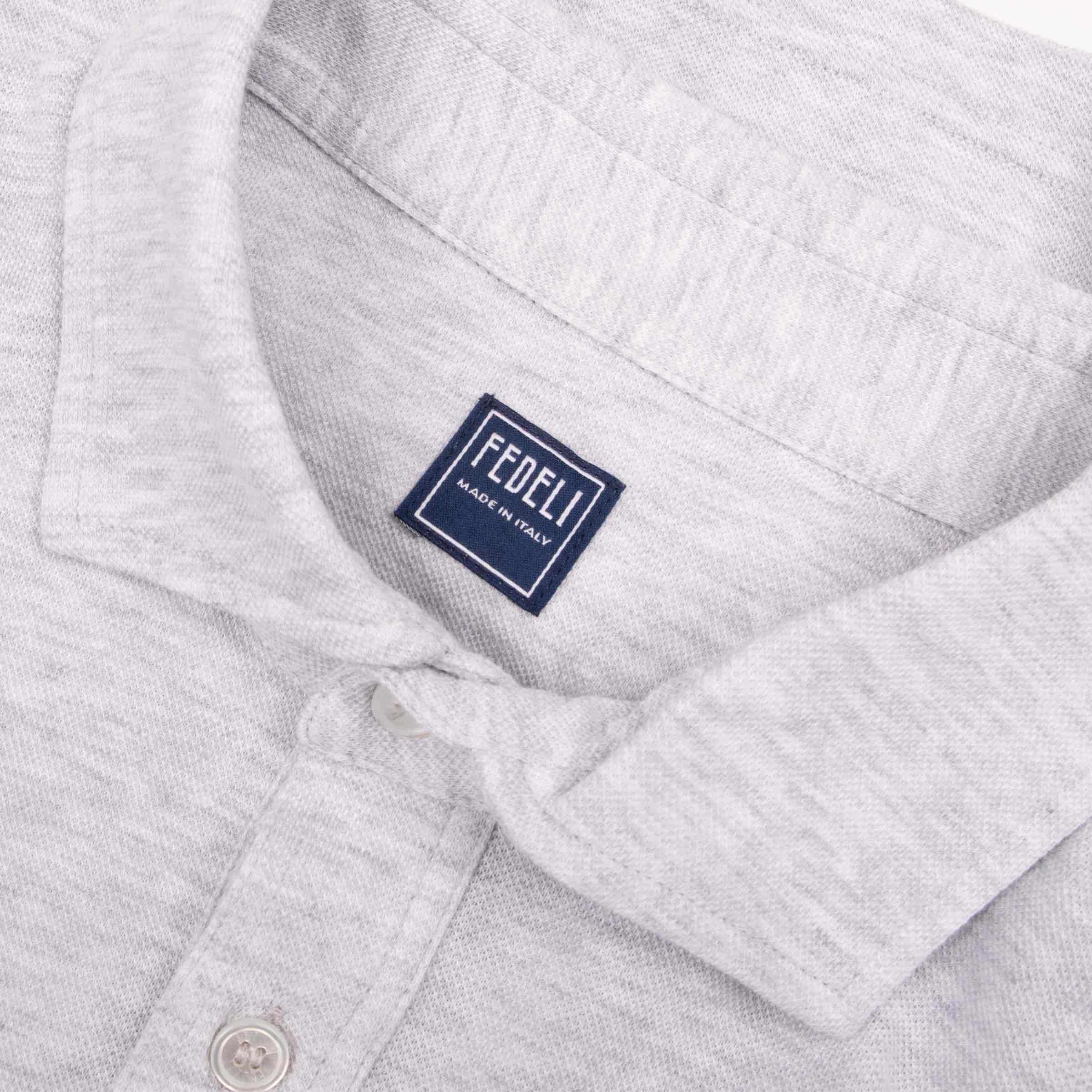 Fedeli - Grey 'Superlight' Piquet Long Sleeve Polo Shirt RUGBY/LS POLOS FEDELI
