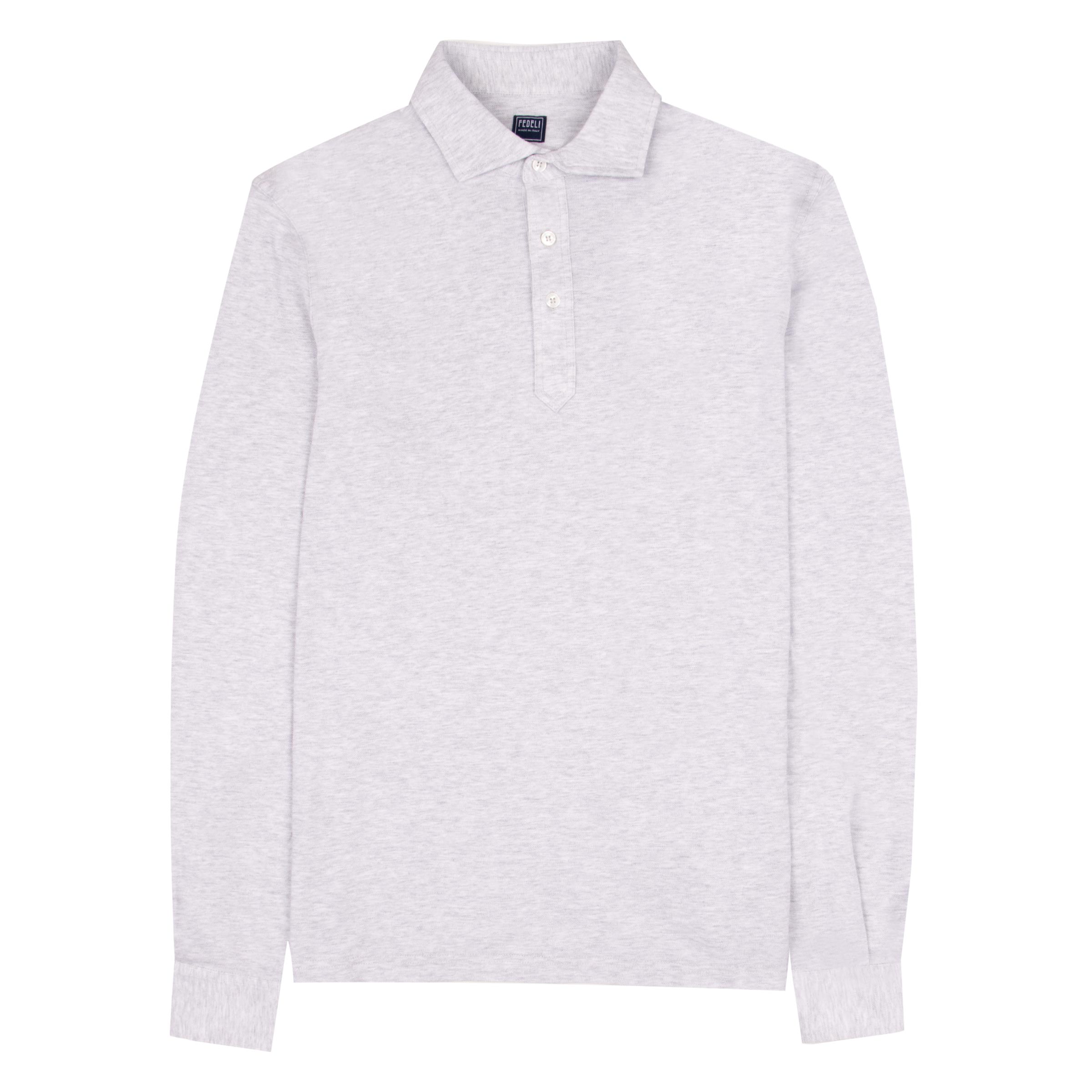 Fedeli - Grey 'Superlight' Piquet Long Sleeve Polo Shirt RUGBY/LS POLOS FEDELI