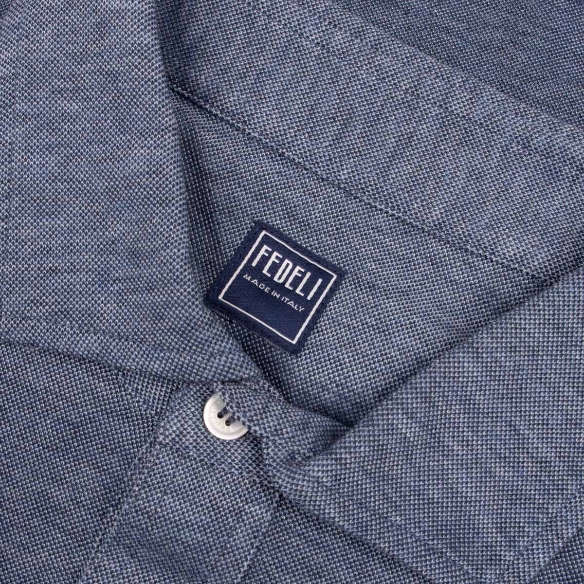 Fedeli - Navy Denim 'Superlight' Piquet Long Sleeve Polo Shirt RUGBY/LS POLOS FEDELI