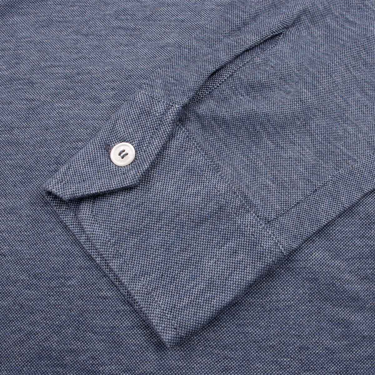 Fedeli - Navy Denim 'Superlight' Piquet Long Sleeve Polo Shirt RUGBY/LS POLOS FEDELI